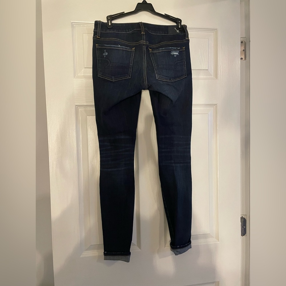 American Eagle Dark Wash Ripped Jegging Jeans - Picture 2 of 5